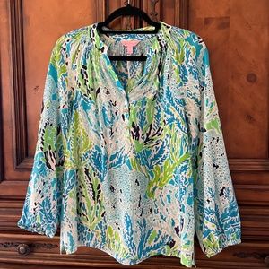 LILLY PULITZER - Elsa Silk Top in Tropical Coral Print